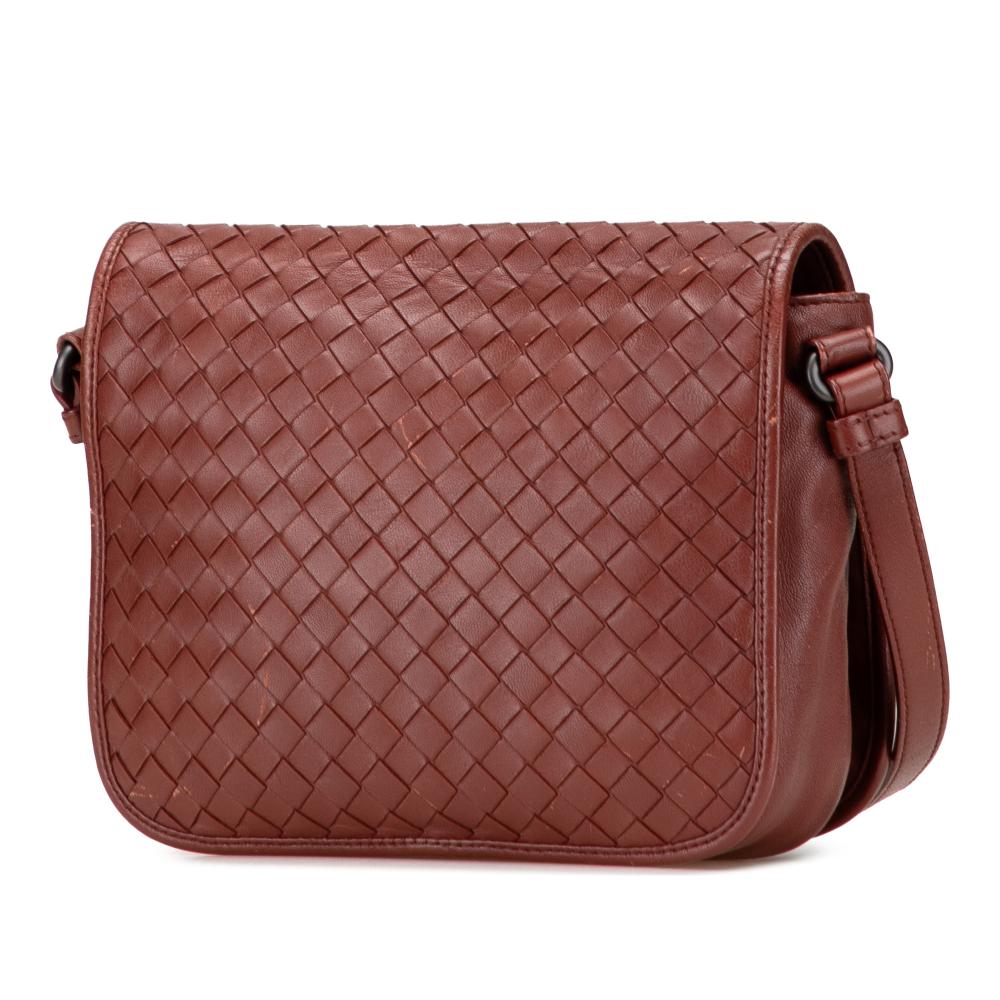 Bottega Veneta B Bottega Veneta Red Indian Red Nappa Leather Leather Nappa Intrecciato Flap Crossbody Italy