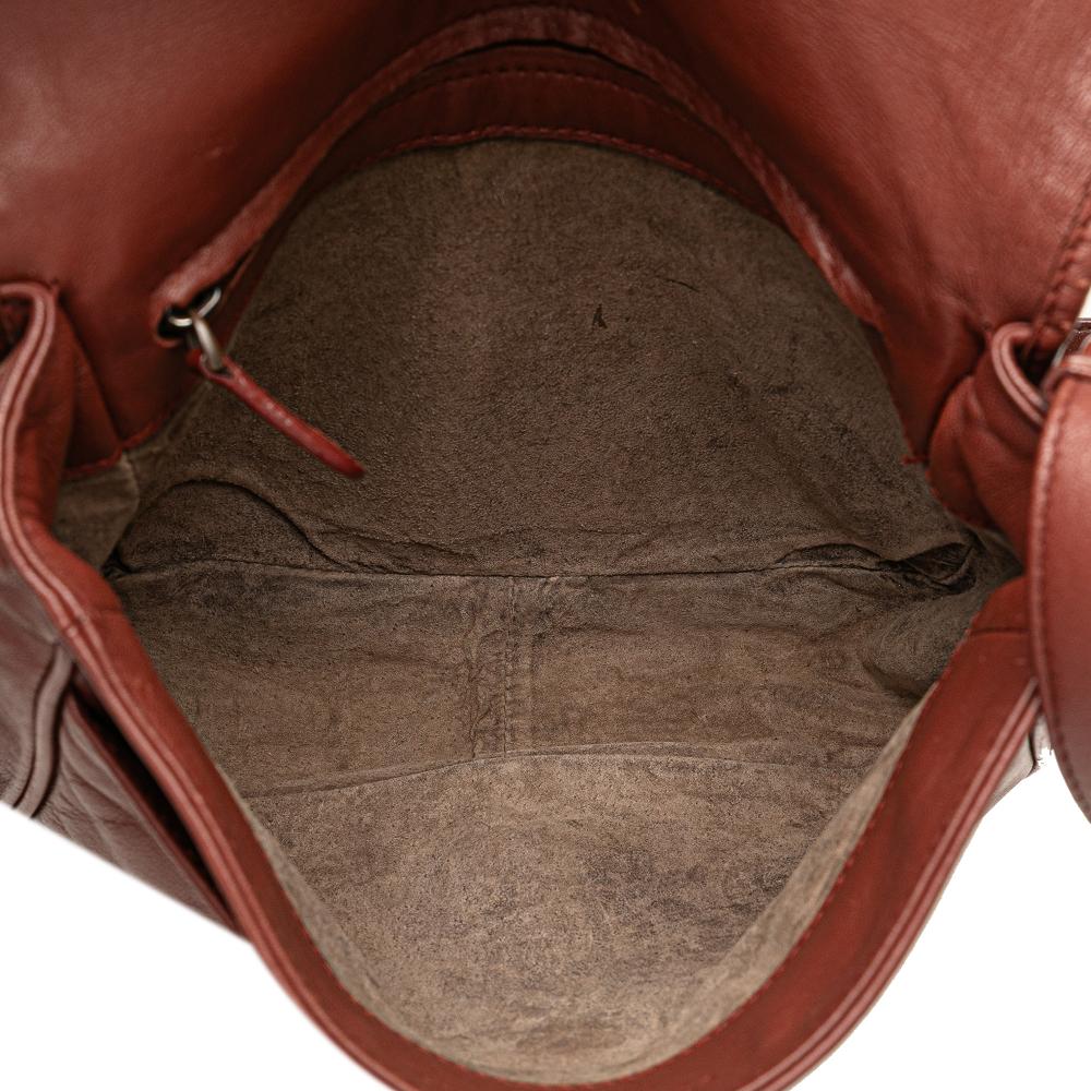 Bottega Veneta B Bottega Veneta Red Indian Red Nappa Leather Leather Nappa Intrecciato Flap Crossbody Italy