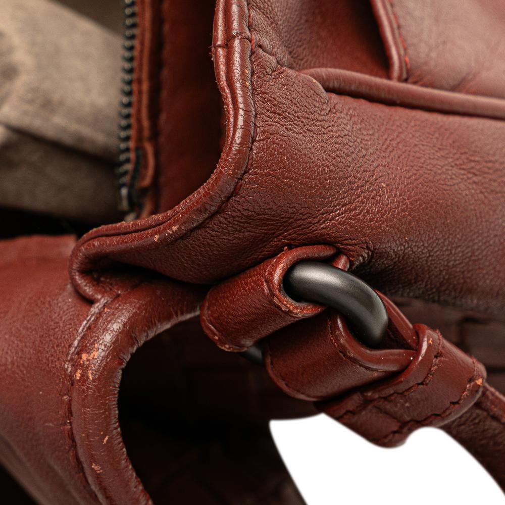 Bottega Veneta B Bottega Veneta Red Indian Red Nappa Leather Leather Nappa Intrecciato Flap Crossbody Italy