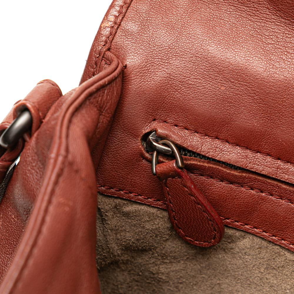 Bottega Veneta B Bottega Veneta Red Indian Red Nappa Leather Leather Nappa Intrecciato Flap Crossbody Italy