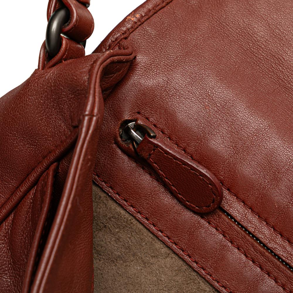 Bottega Veneta B Bottega Veneta Red Indian Red Nappa Leather Leather Nappa Intrecciato Flap Crossbody Italy