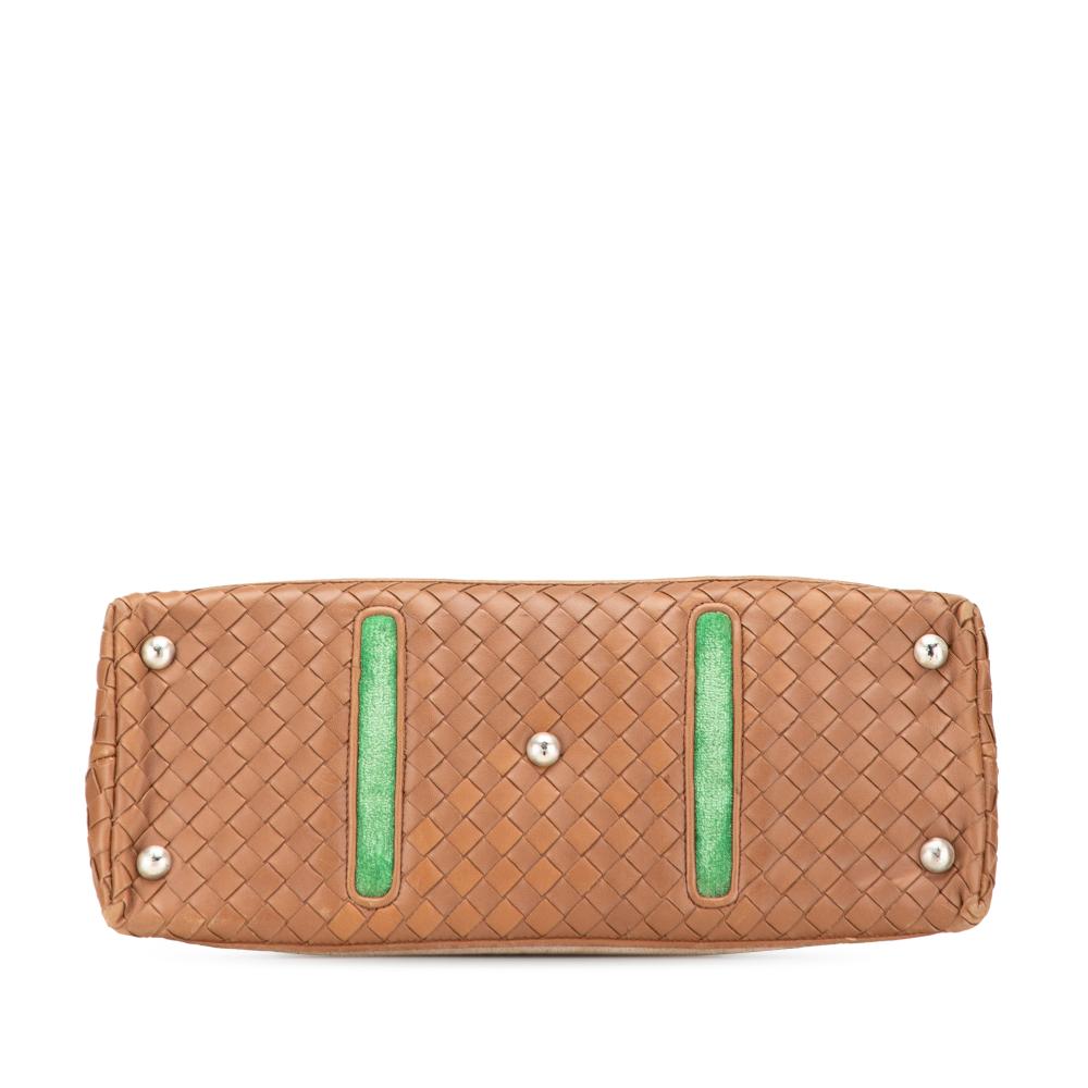 Bottega Veneta Brown Velvet Trimmed Nappa Intrecciato Frame Bag Italy