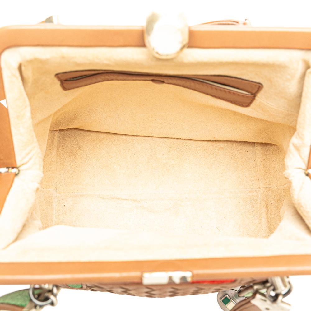 Bottega Veneta Brown Velvet Trimmed Nappa Intrecciato Frame Bag Italy