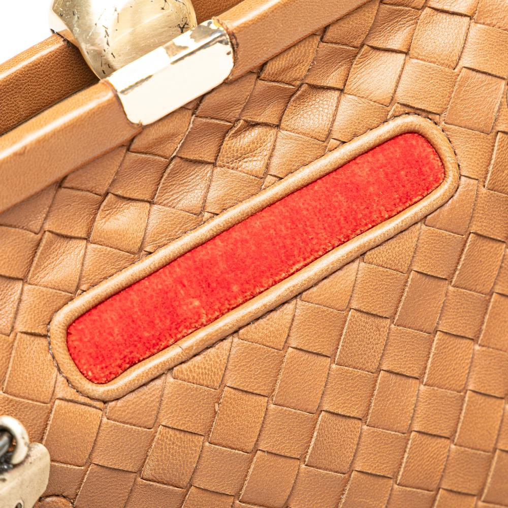 Bottega Veneta Brown Velvet Trimmed Nappa Intrecciato Frame Bag Italy