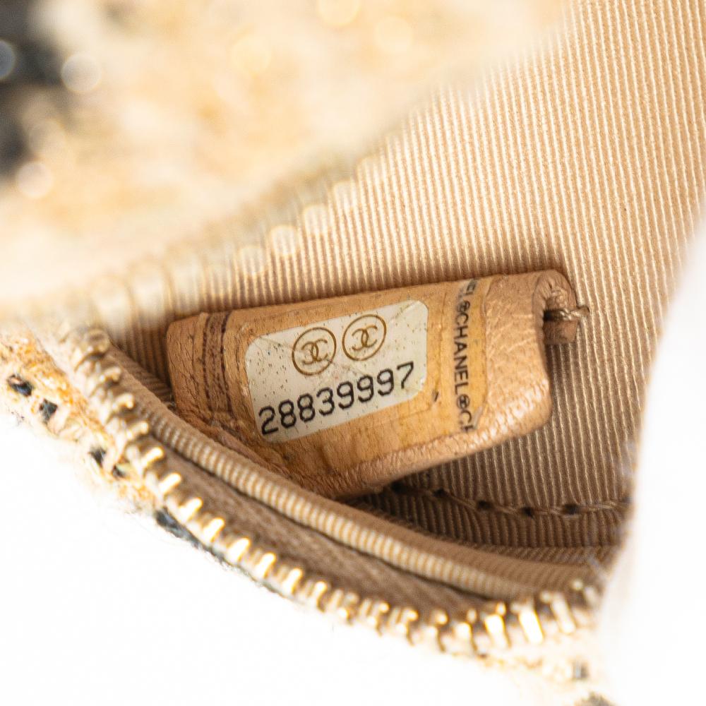 Chanel AB Chanel Brown Nude with Black Tweed Fabric 19 Round Clutch with Chain and Coin Purse Italy