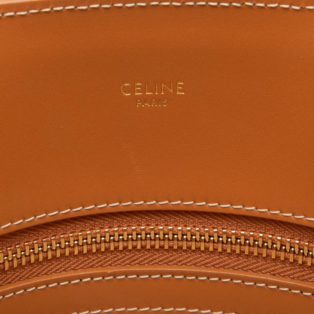 Celine AB Celine Brown Light Beige Canvas Fabric Small Vertical Cabas Satchel Italy