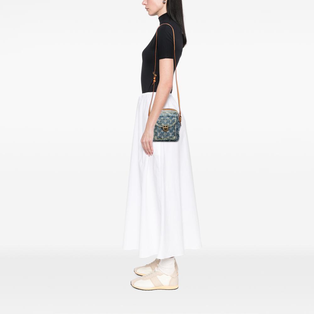 Louis Vuitton B Louis Vuitton Blue Denim Fabric Monogram Camera Bag France