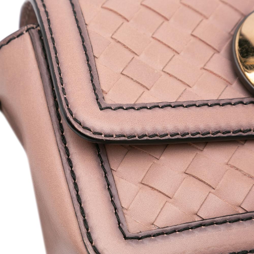 Bottega Veneta B Bottega Veneta Pink Nappa Leather Leather Nappa Intrecciato Mirror Lens Shoulder Bag Italy