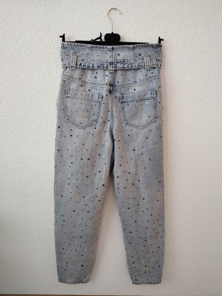 Red Valentino Baggy Jeans mit Strasssteinen
