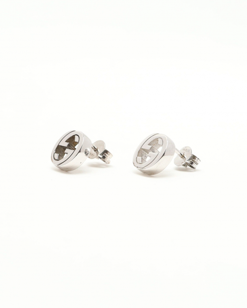 Gucci Interlocking G Silver Studs Earrings