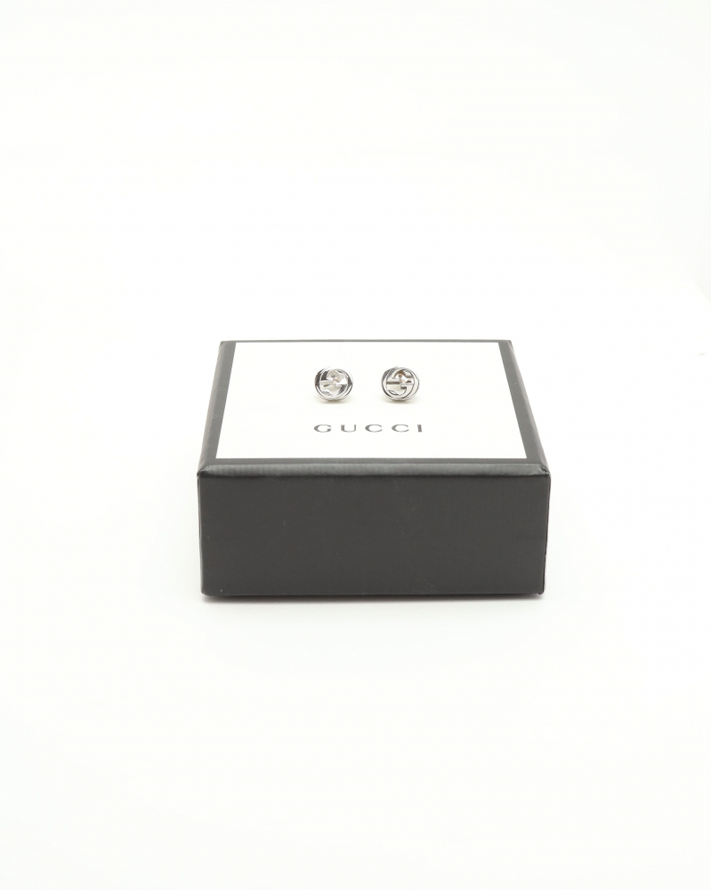 Gucci Interlocking G Silver Studs Earrings