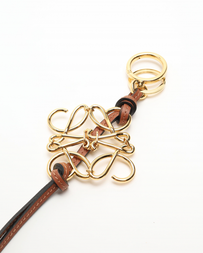 Loewe Anagram Charm in a Gold Finish on a Calfskin Strap