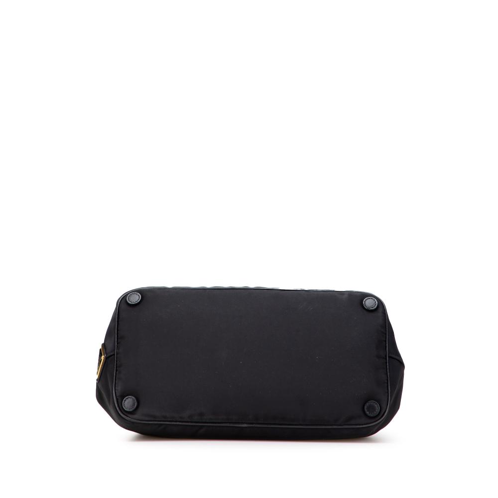 Prada B Prada Black Nylon Fabric Tessuto Canapa Logo Bow Satchel Italy