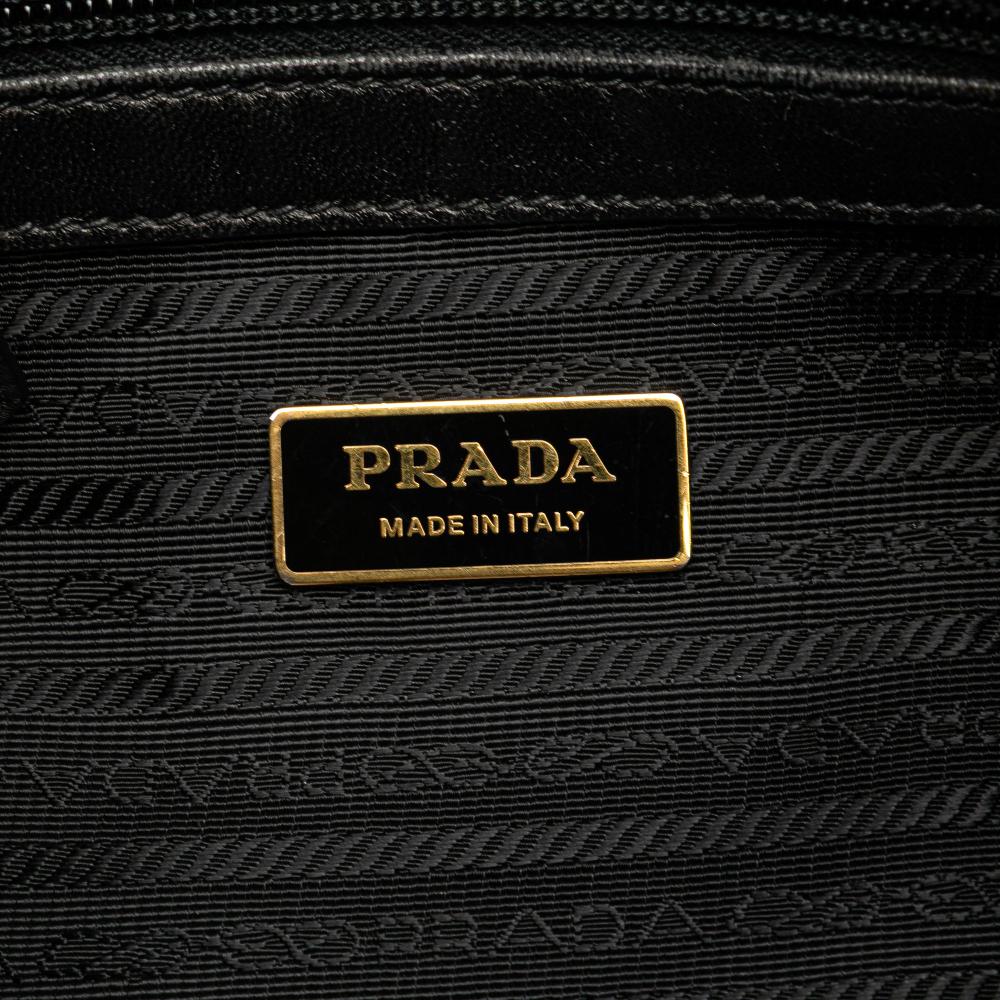 Prada B Prada Black Nylon Fabric Tessuto Canapa Logo Bow Satchel Italy