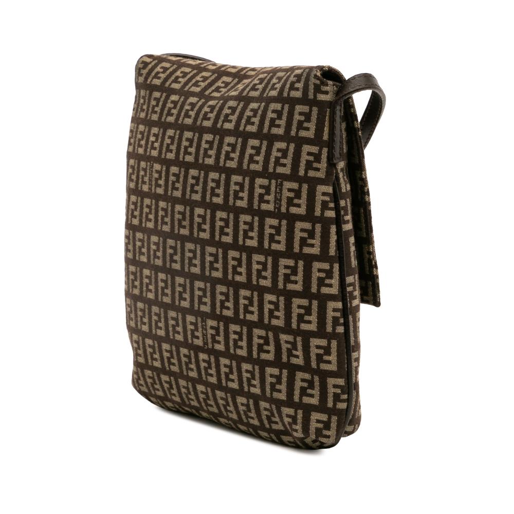 Fendi B Fendi Brown Dark Brown Canvas Fabric Zucchino Crossbody Italy