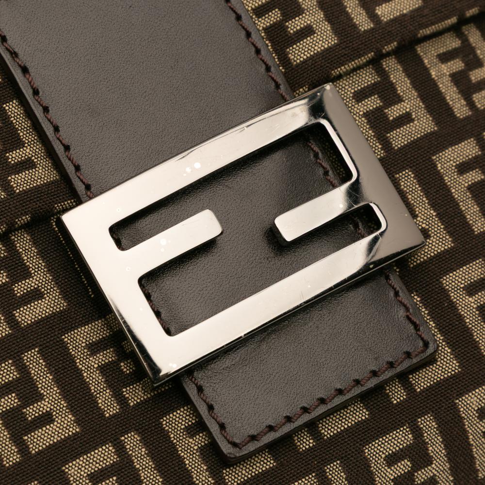 Fendi B Fendi Brown Dark Brown Canvas Fabric Zucchino Crossbody Italy