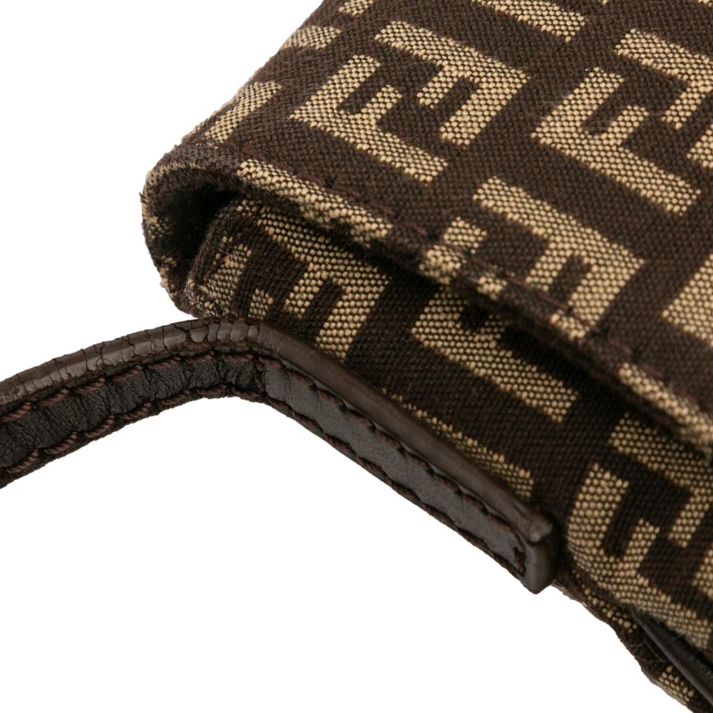 Fendi B Fendi Brown Dark Brown Canvas Fabric Zucchino Crossbody Italy