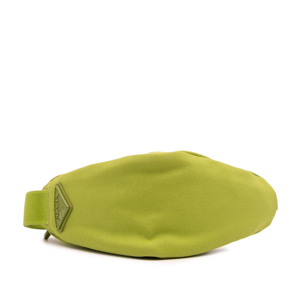 Prada AB Prada Green Olive Green Canvas Fabric Canapa Triangle Logo Wristlet Clutch Italy