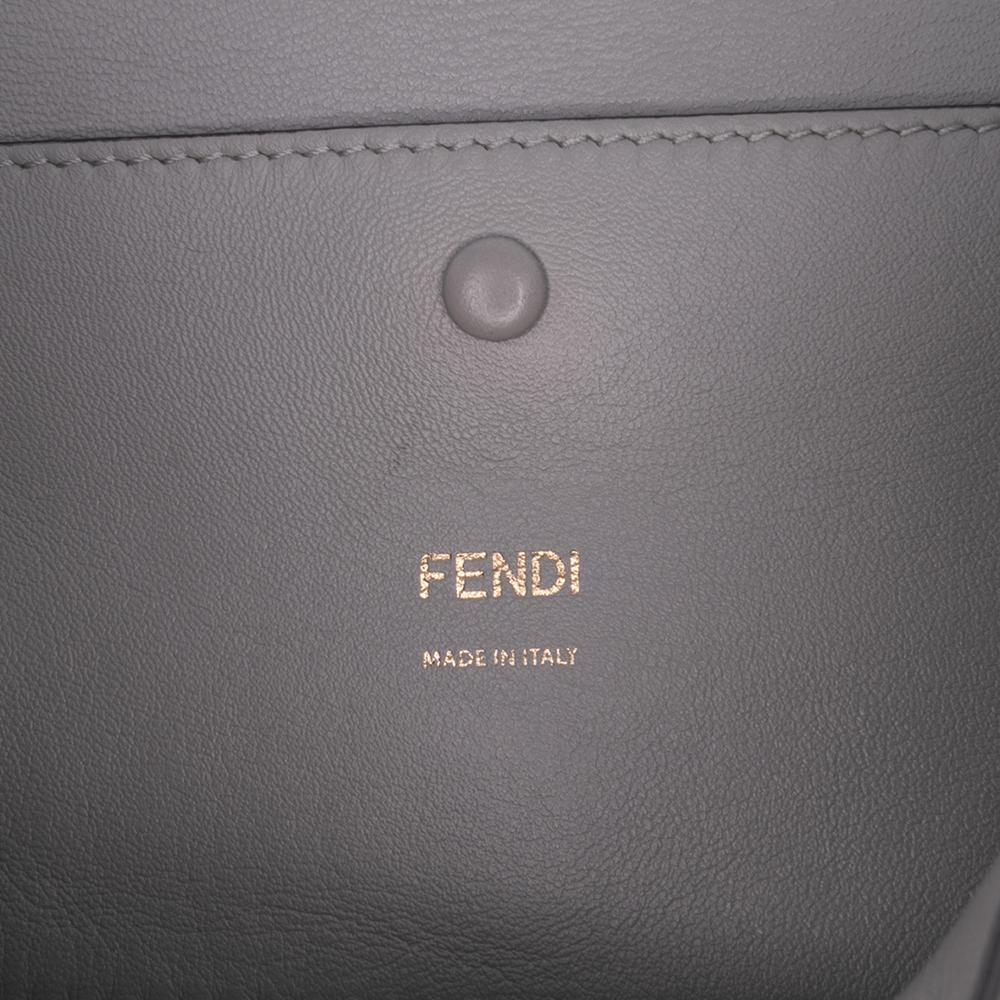 Fendi B Fendi Gray Calf Leather Embroidered Lace Baguette Chain Italy