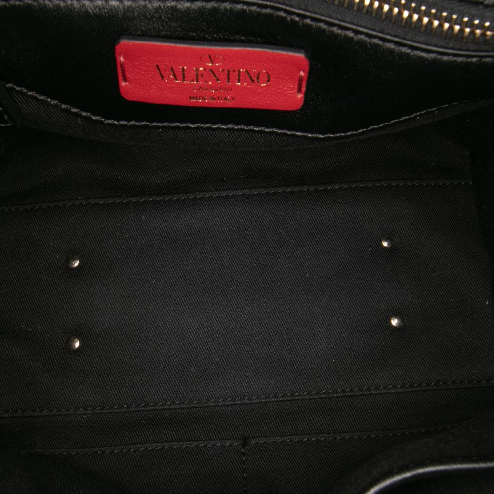 Valentino B Valentino Black Lambskin Leather Leather Lambskin VLTN Candystud Top Handle Bag Italy