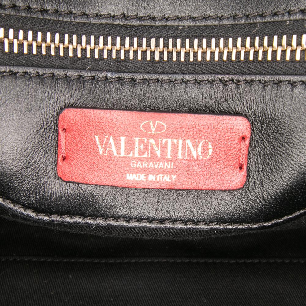 Valentino B Valentino Black Lambskin Leather Leather Lambskin VLTN Candystud Top Handle Bag Italy