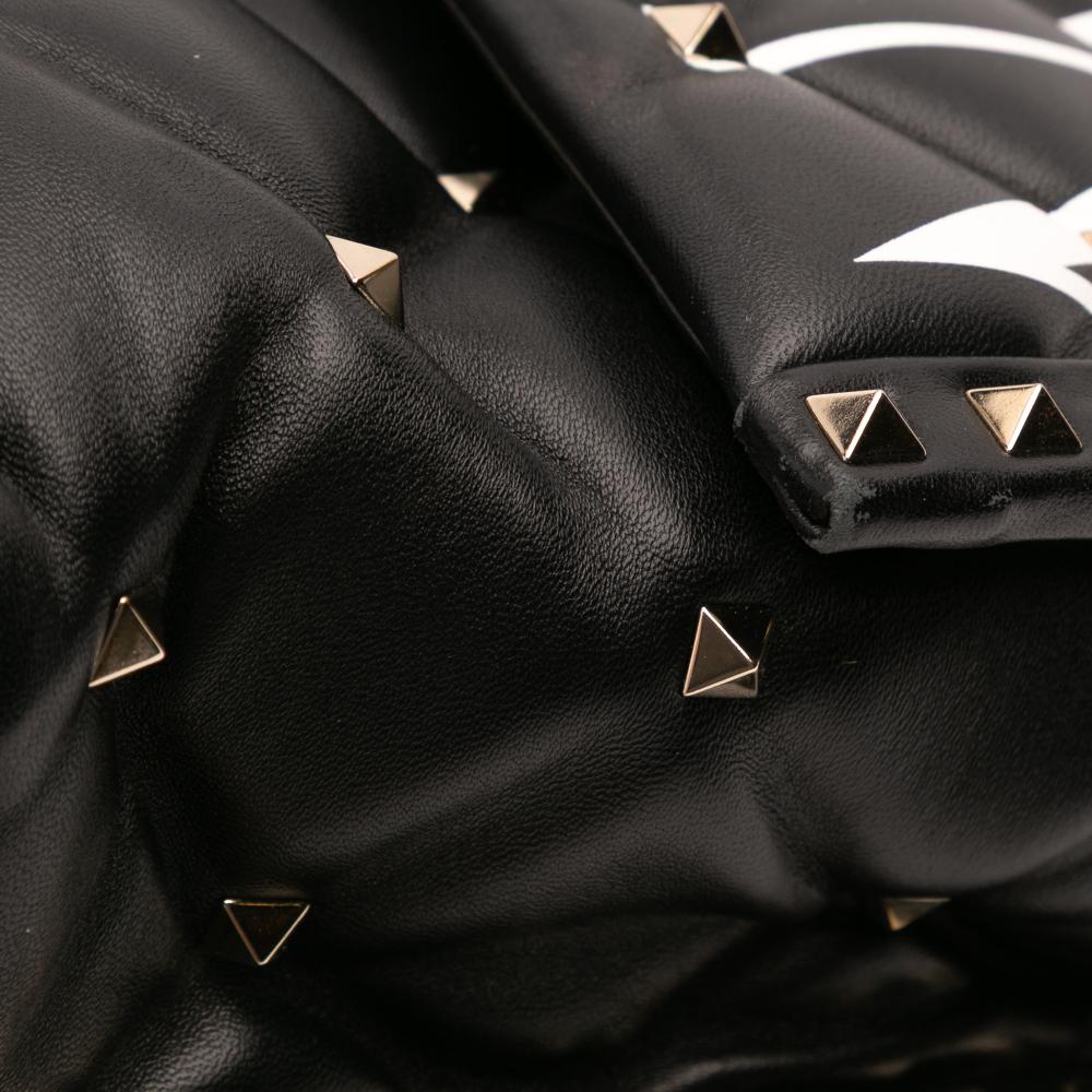 Valentino B Valentino Black Lambskin Leather Leather Lambskin VLTN Candystud Top Handle Bag Italy