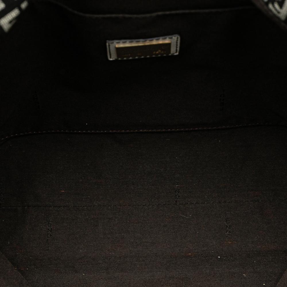 Fendi B Fendi Black with White Canvas Fabric Zucchino Tote Italy
