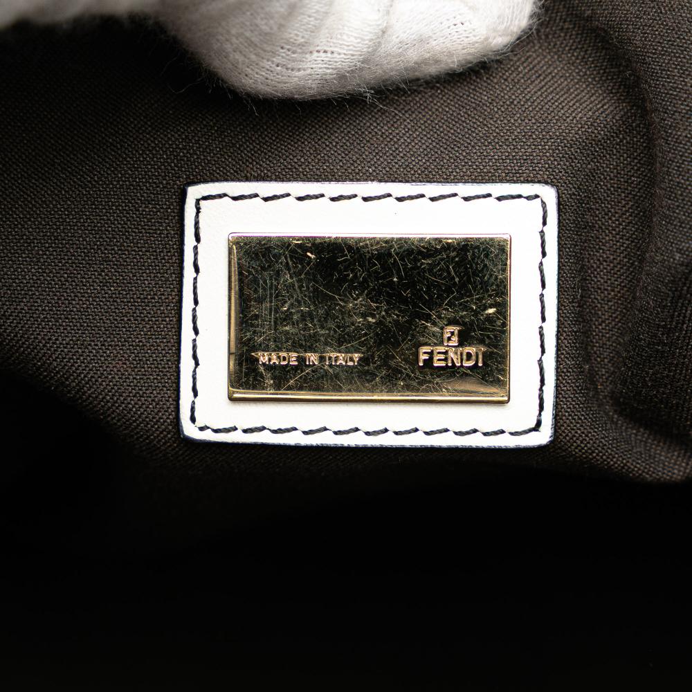 Fendi B Fendi Black with White Canvas Fabric Zucchino Tote Italy