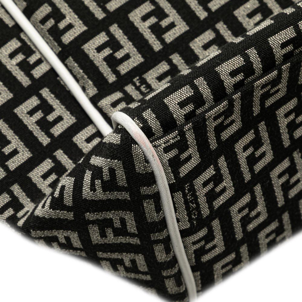 Fendi B Fendi Black with White Canvas Fabric Zucchino Tote Italy