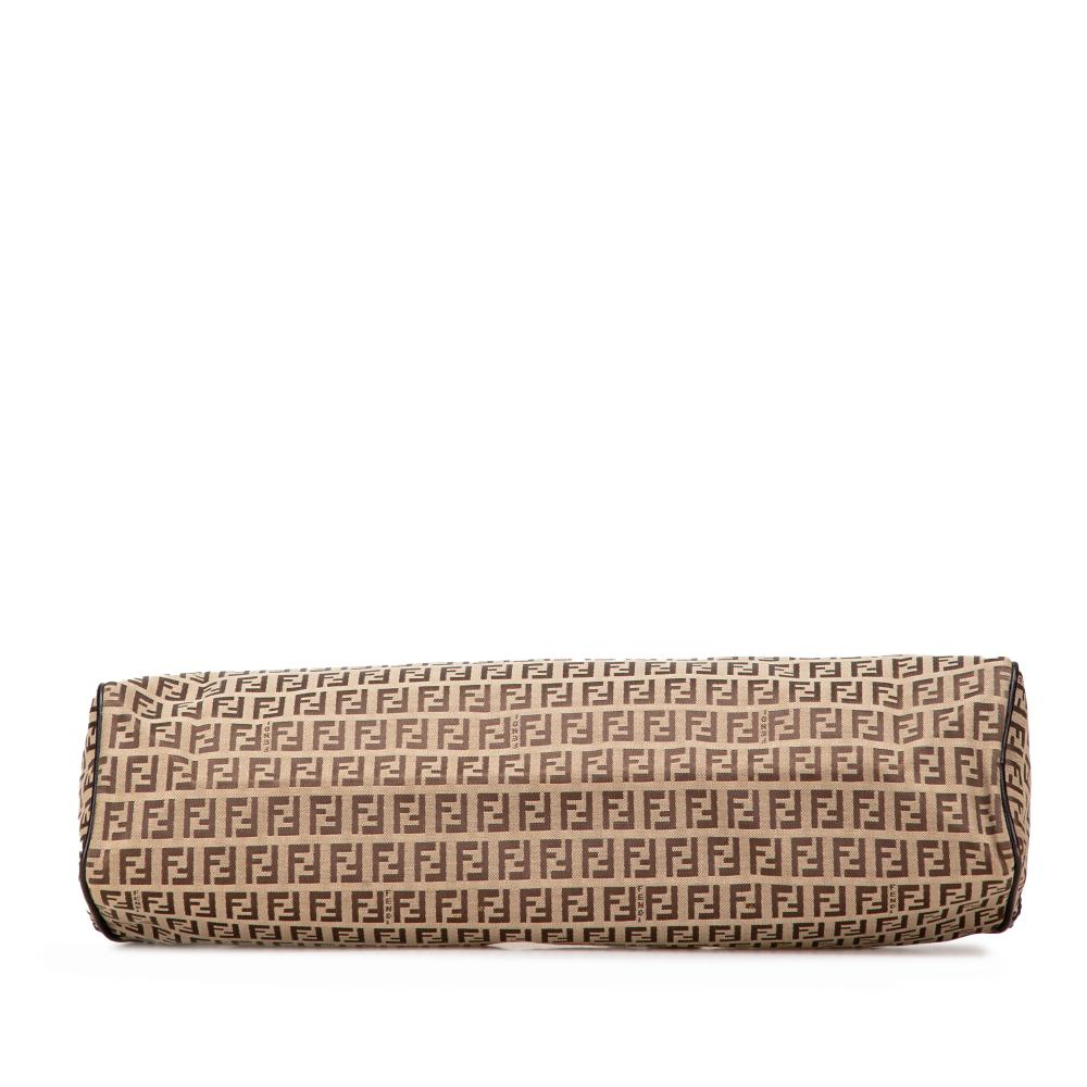 Fendi B Fendi Brown Beige Canvas Fabric Zucchino Handbag Italy
