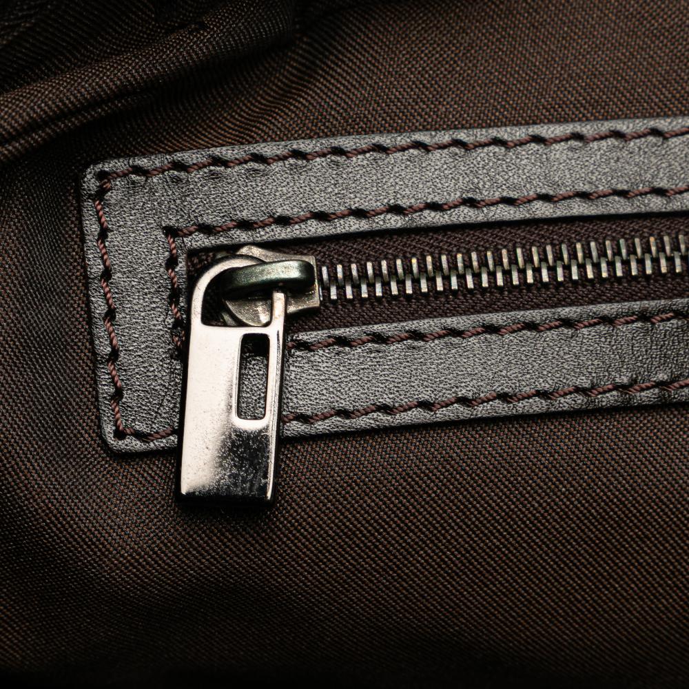 Fendi B Fendi Brown Beige Canvas Fabric Zucchino Handbag Italy