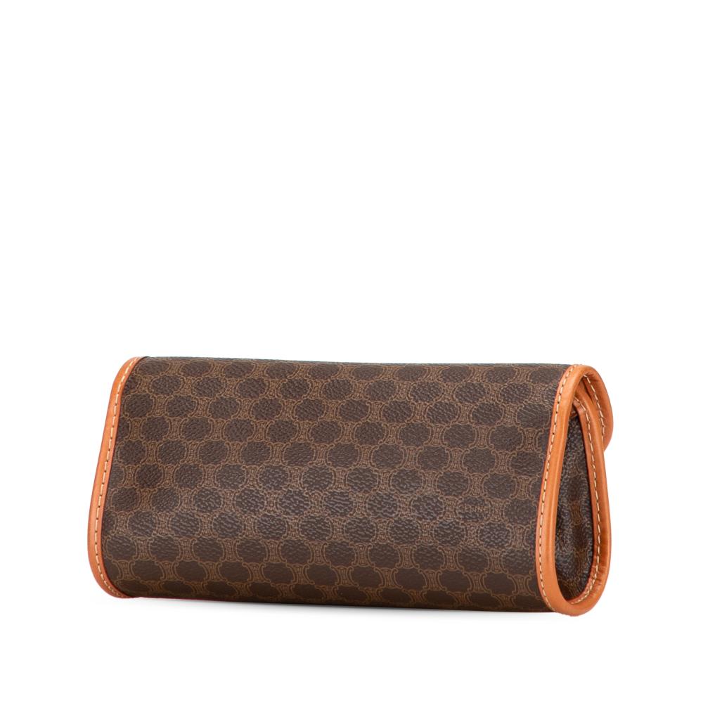 Celine B Celine Brown Coated Canvas Fabric Macadam Clutch Italy