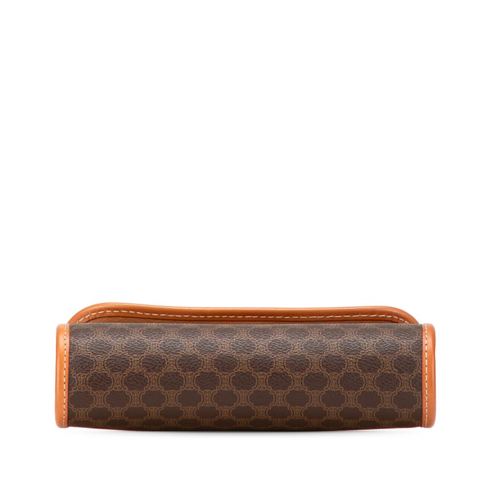 Celine B Celine Brown Coated Canvas Fabric Macadam Clutch Italy