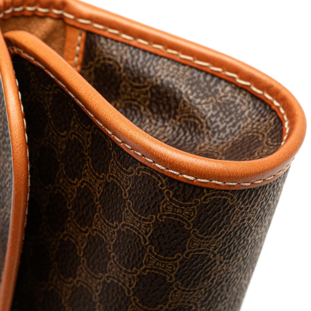 Celine B Celine Brown Coated Canvas Fabric Macadam Clutch Italy