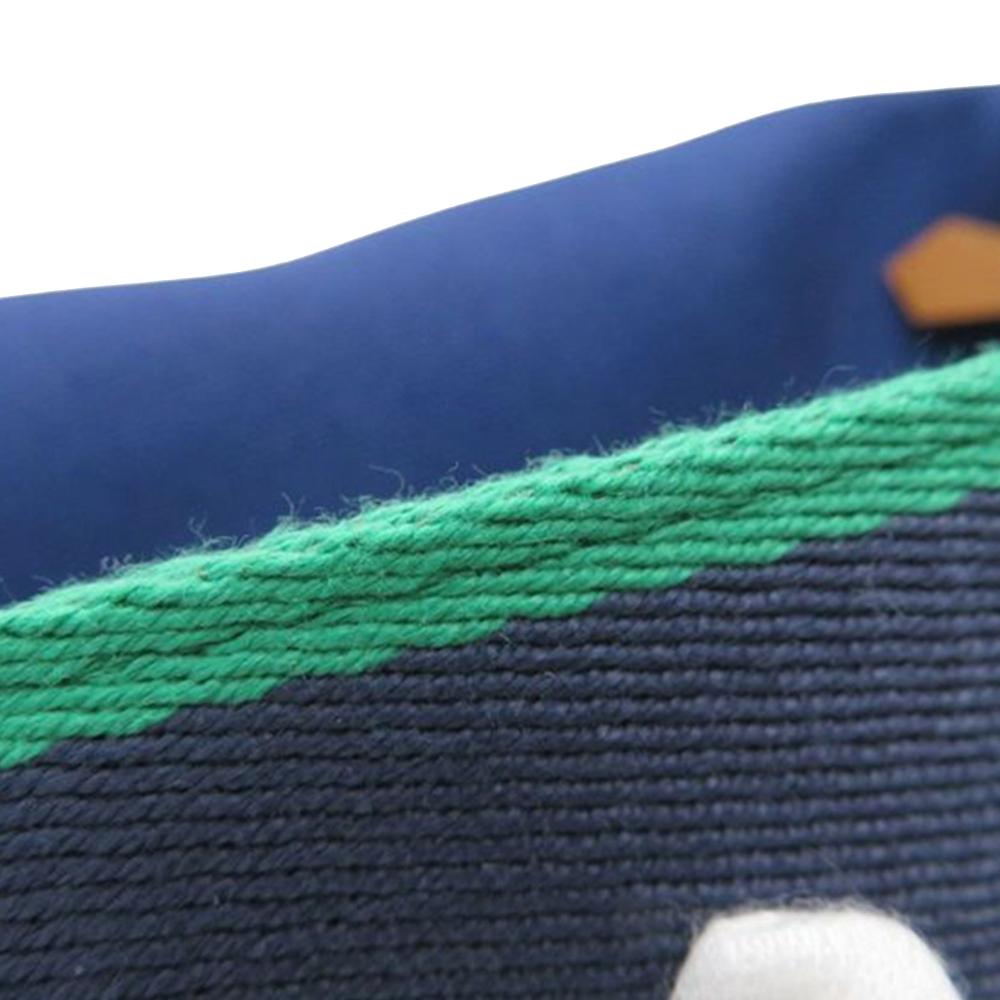 Hermès AB Hermès Blue Dark Blue with Green Canvas Fabric Small Toile Bride A Brac Case France