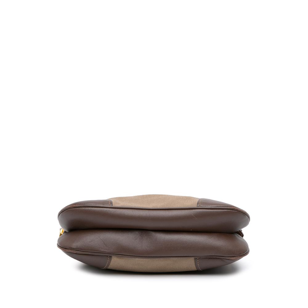 Prada B Prada Brown Beige Canvas Fabric Canapa Logo Crossbody Italy