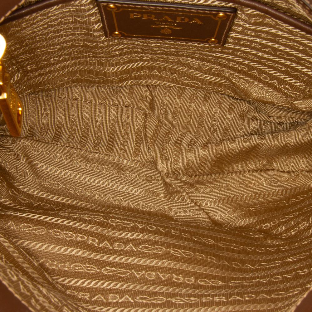 Prada B Prada Brown Beige Canvas Fabric Canapa Logo Crossbody Italy