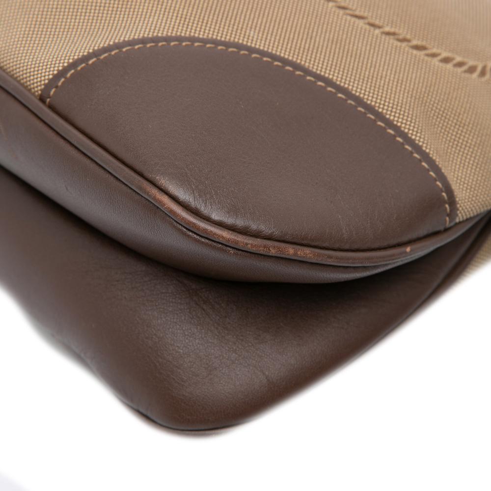 Prada B Prada Brown Beige Canvas Fabric Canapa Logo Crossbody Italy