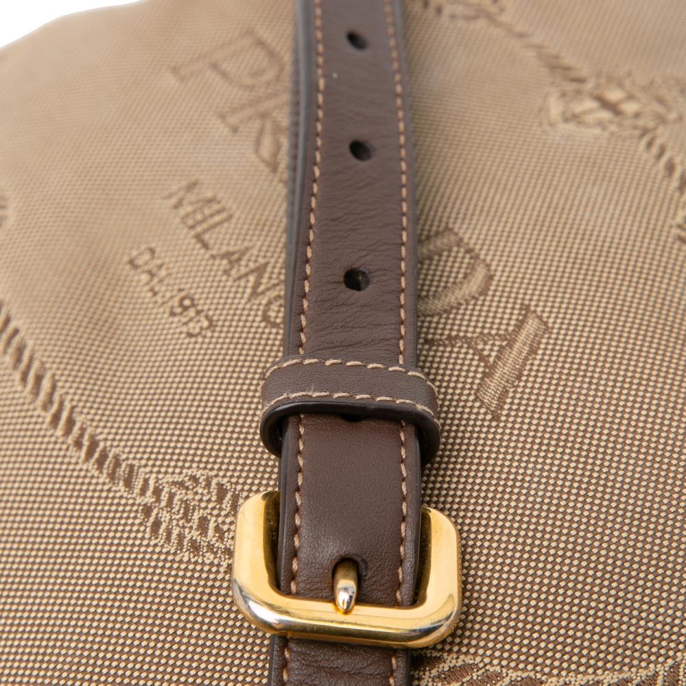Prada B Prada Brown Beige Canvas Fabric Canapa Logo Crossbody Italy