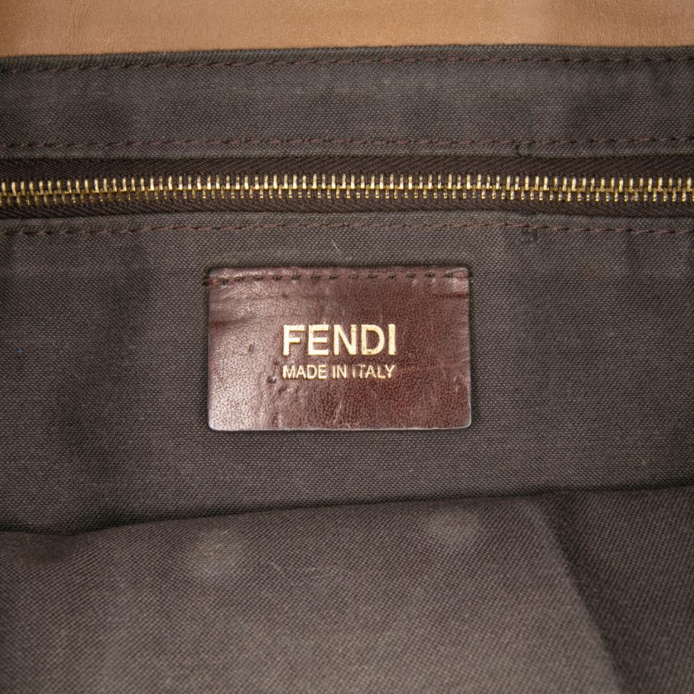 Fendi B Fendi Brown Calf Leather Baguette Chain Flap Italy