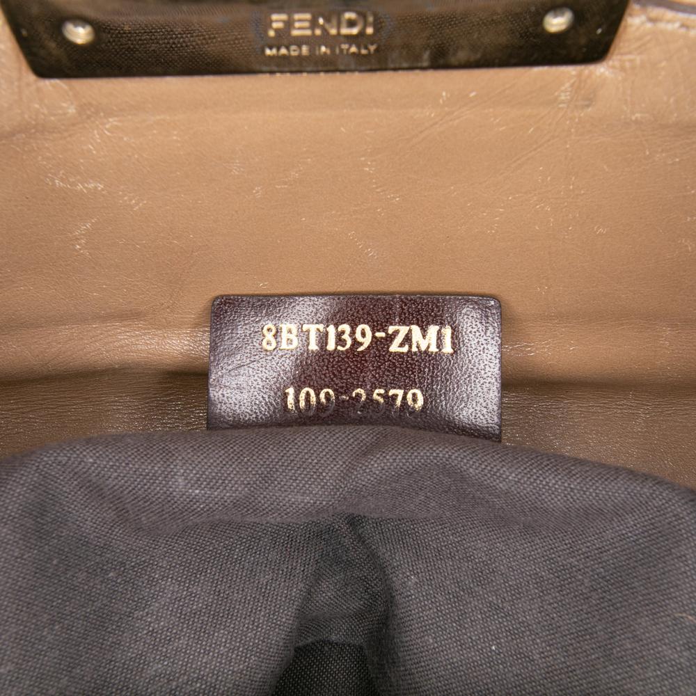 Fendi B Fendi Brown Calf Leather Baguette Chain Flap Italy