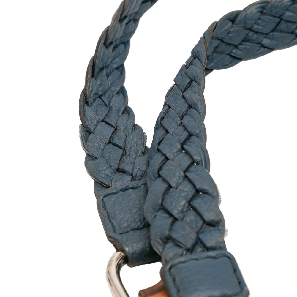 Gucci B Gucci Brown Beige Canvas Fabric GG Bamboo Libeccio Tote Italy