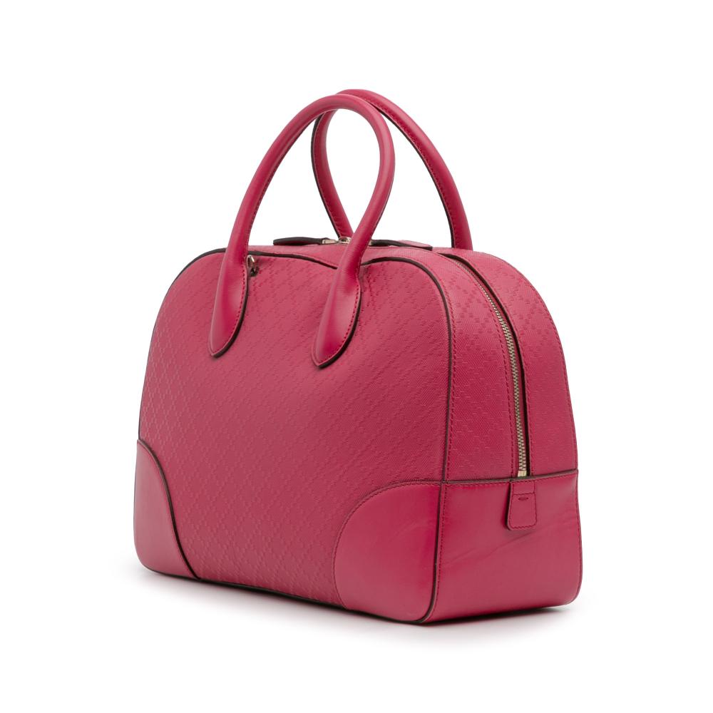 Gucci B Gucci Pink Dark Pink Calf Leather Diamante Bright Satchel Italy
