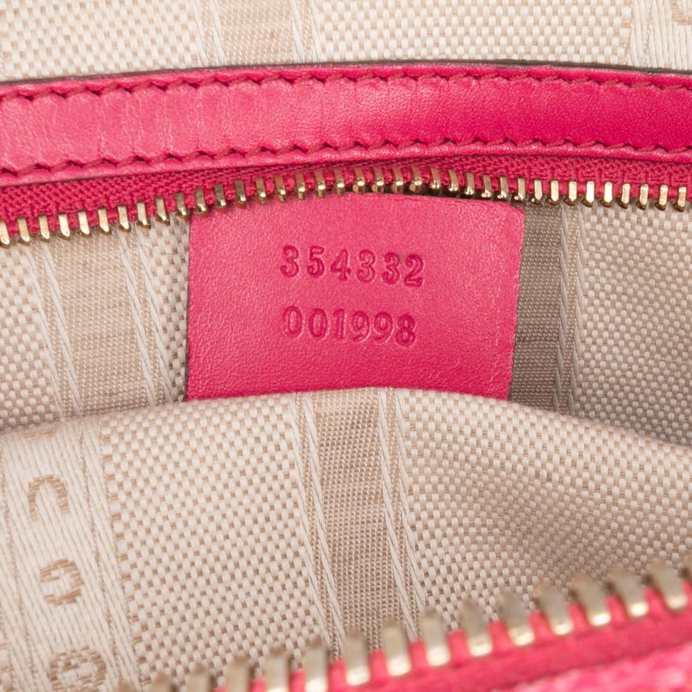 Gucci B Gucci Pink Dark Pink Calf Leather Diamante Bright Satchel Italy
