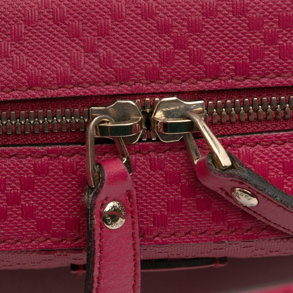 Gucci B Gucci Pink Dark Pink Calf Leather Diamante Bright Satchel Italy