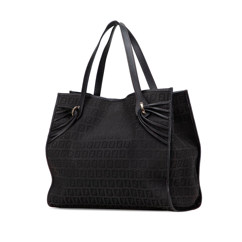 Fendi B Fendi Black Canvas Fabric Zucchino Tote Italy