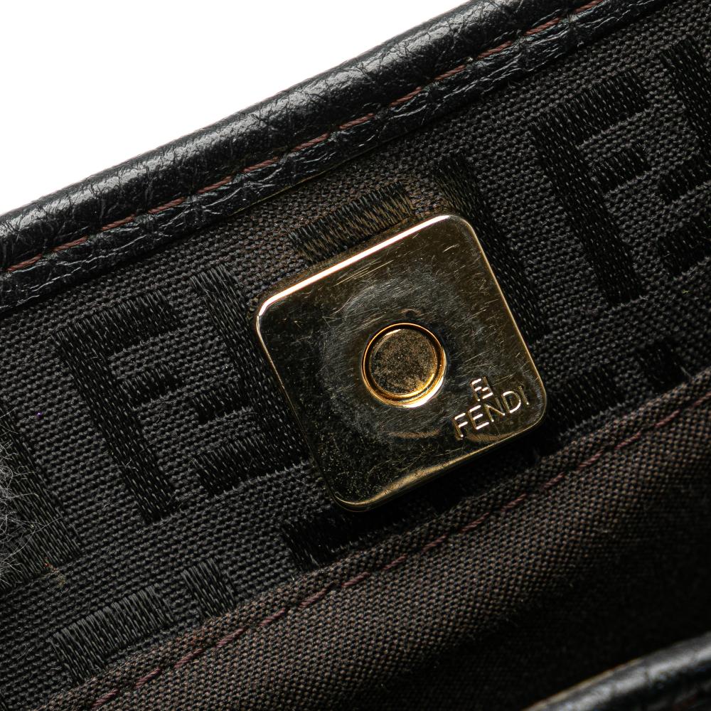 Fendi B Fendi Black Canvas Fabric Zucchino Tote Italy