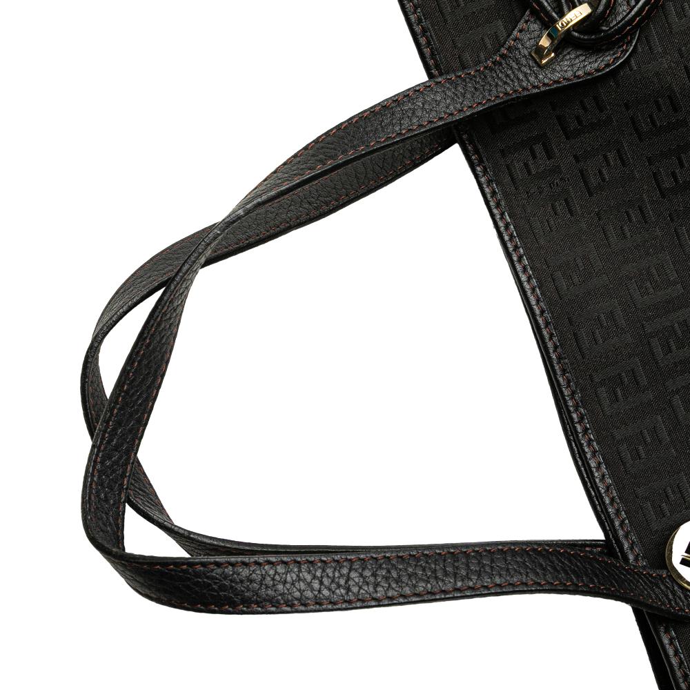 Fendi B Fendi Black Canvas Fabric Zucchino Tote Italy