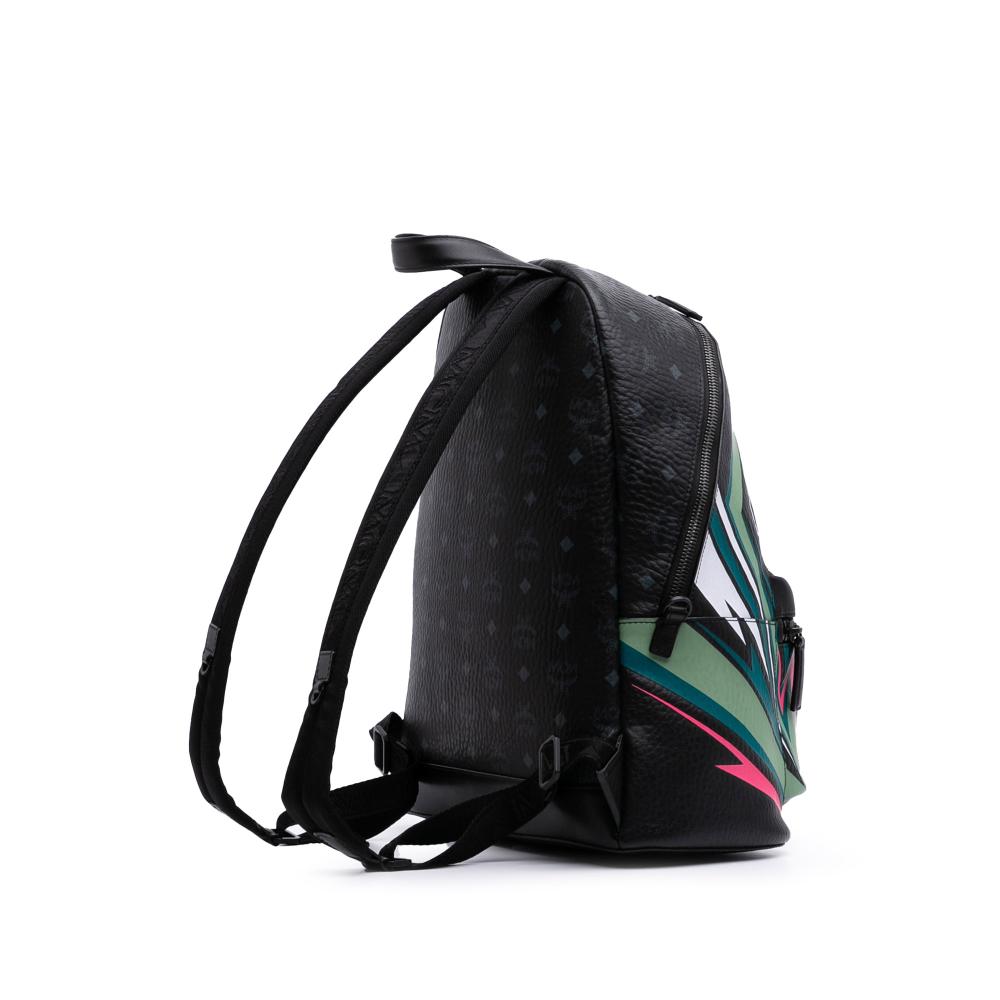 MCM B MCM Black Coated Canvas Fabric Medium Visetos Leather Stark MCmotor Backpack Korea, South