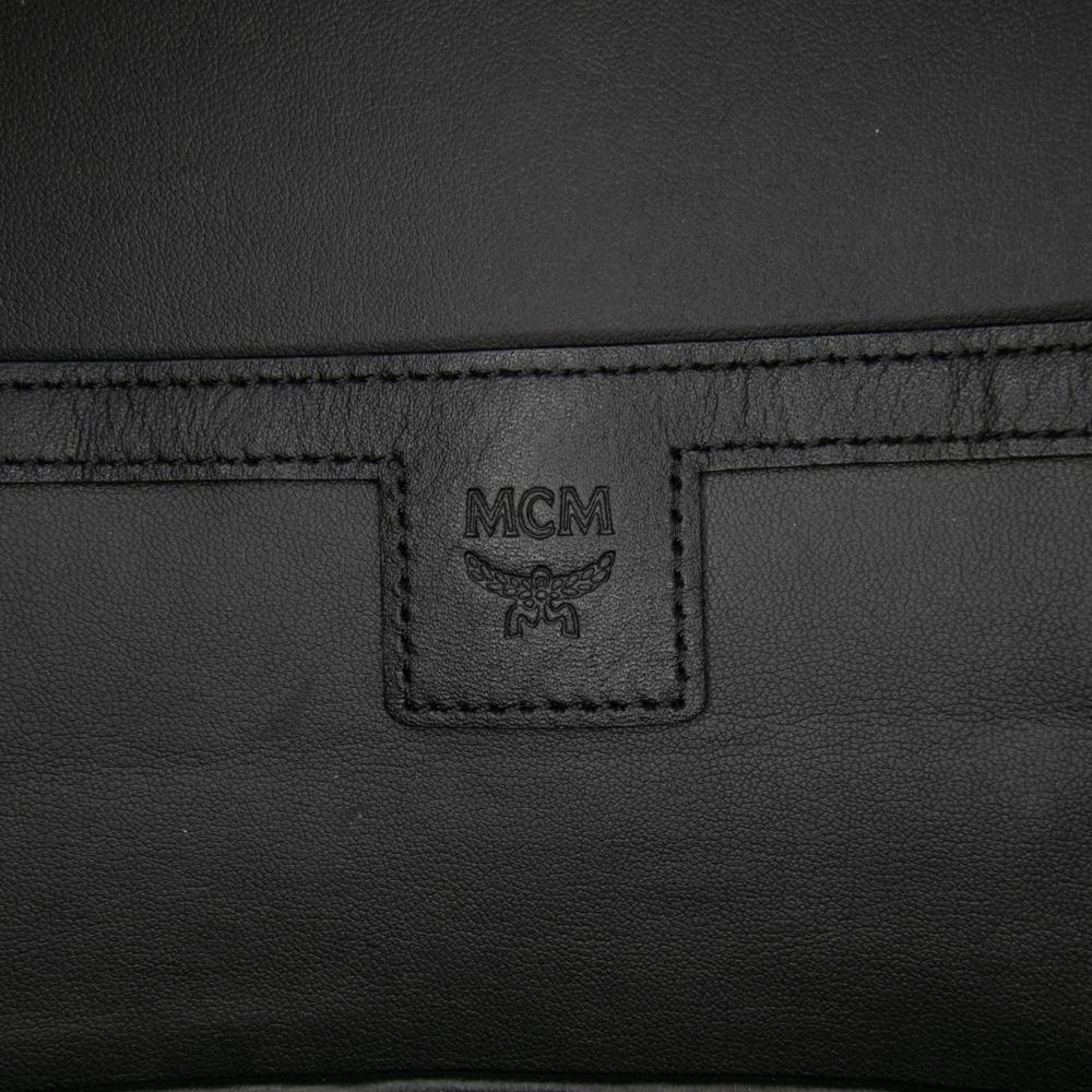 MCM B MCM Black Coated Canvas Fabric Medium Visetos Leather Stark MCmotor Backpack Korea, South